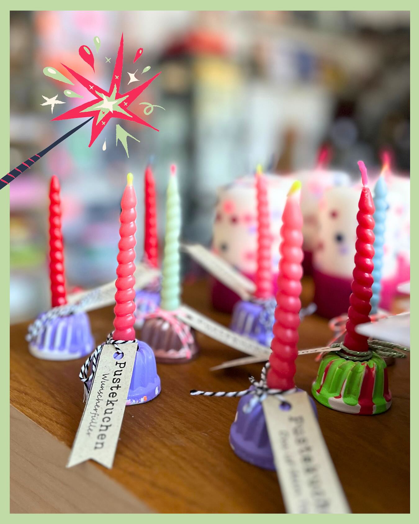 🪄Wünsch dir was!✨
Unsere Pustekuchen bringen ein kleines Stück Zauber in den Alltag – handgemacht in einer bayrischen Caritas-Werkstatt und liebevoll in München gestaltet. 🎨
Jeder Mini-Guglhupf ist ein Unikat und wird zusammen mit einer handgefärbten DipDye-Spiralkerze, einem Schleifchen und einer kleinen Wunschfahne zum perfekten Glücksbringer. 💫
Ob zum Geburtstag, Neuanfang, Dankeschön, Gastgeschenk oder einfach als magischer Moment zwischendurch – ein Pustekuchen sagt mehr als tausend Worte. 🎂💖
PUSTEKUCHEN
DANKESCHÖN 
WÜNSCHE 🫶🏻
Erhältlich über@heylumico und in München bei
@siebenmachen.galerieladen 
@isarkollektiv 
@friedeundstern ❤️
#wunschfülle #handgemacht #magisch #heylumico #mitliebegemacht #geschenkidee #kleinesglück #kerzenzauber #caritaswerkstatt #münchen #unikat #nachhaltigschön #freudemachen ✨