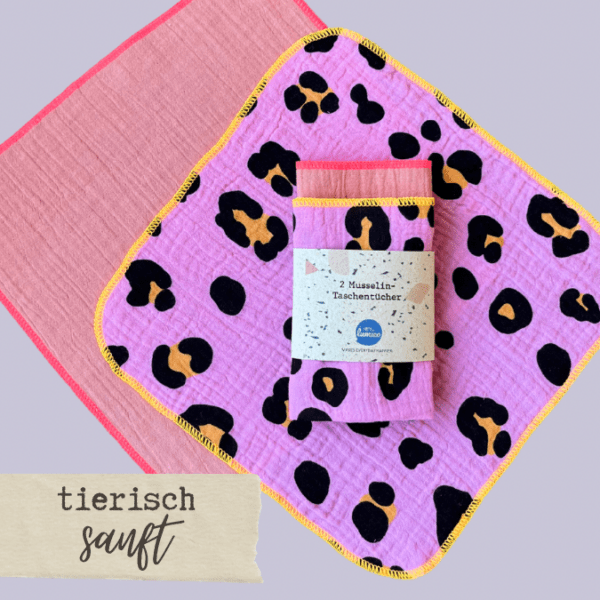 Stoff-Taschentuch Set von hey.lumico Design Pink Leo