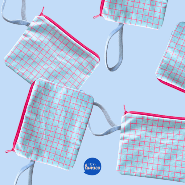 Mädchenkram-Tasche handgenäht von hey.lumico Pinky Grid