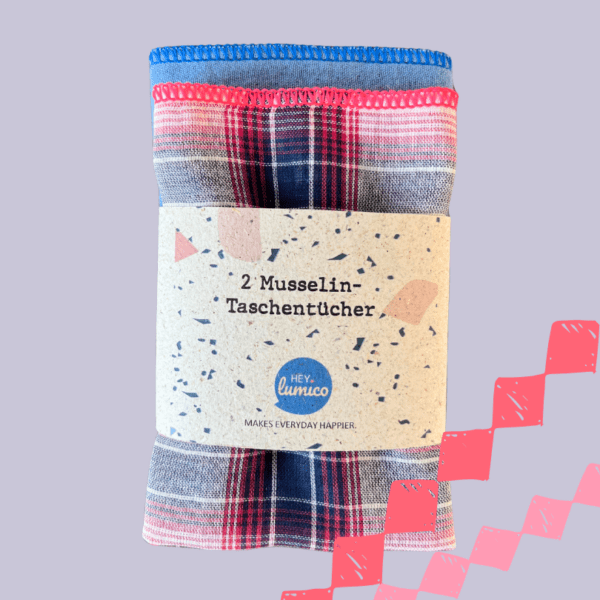 Stoff-Taschentuch Set aus Musselin Happy Grid von hey.lumico handmade