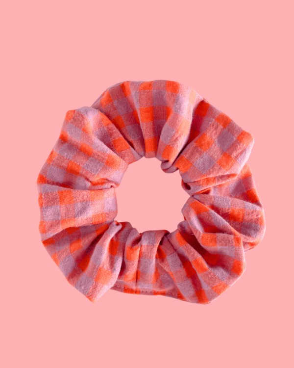 Haargummi Happy Scrunchie kariert Lilac Coral hey.lumico